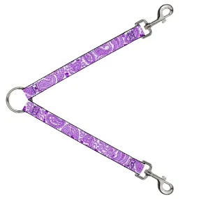 Dog Leash Splitter - Bandana/Skulls White/Purple