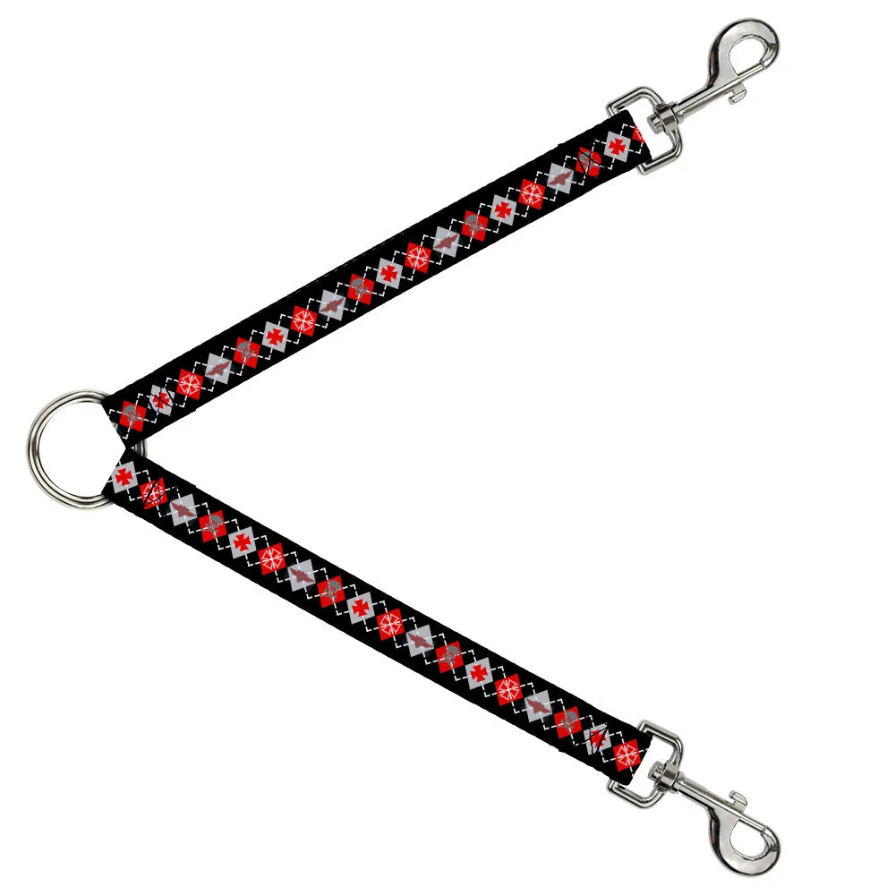 Dog Leash Splitter - BD Argyle Black/Red/Gray