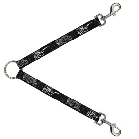 Dog Leash Splitter - BD AUTHENTIC SEATBELT BELT NY-LA Black/White