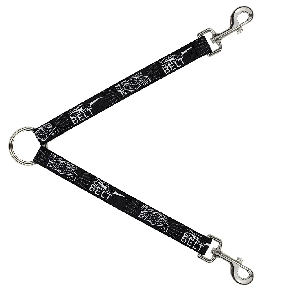 Dog Leash Splitter - BD AUTHENTIC SEATBELT BELT NY-LA Black/White
