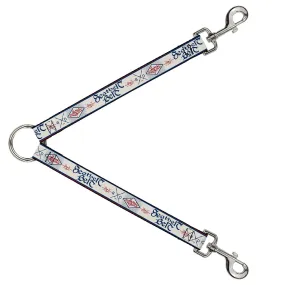 Dog Leash Splitter - BD AUTHENTIC SEATBELT BELT White/Blue/Red
