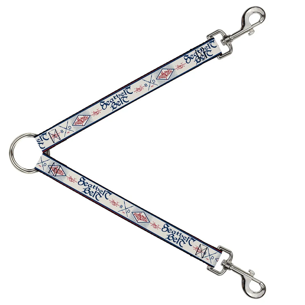 Dog Leash Splitter - BD AUTHENTIC SEATBELT BELT White/Blue/Red