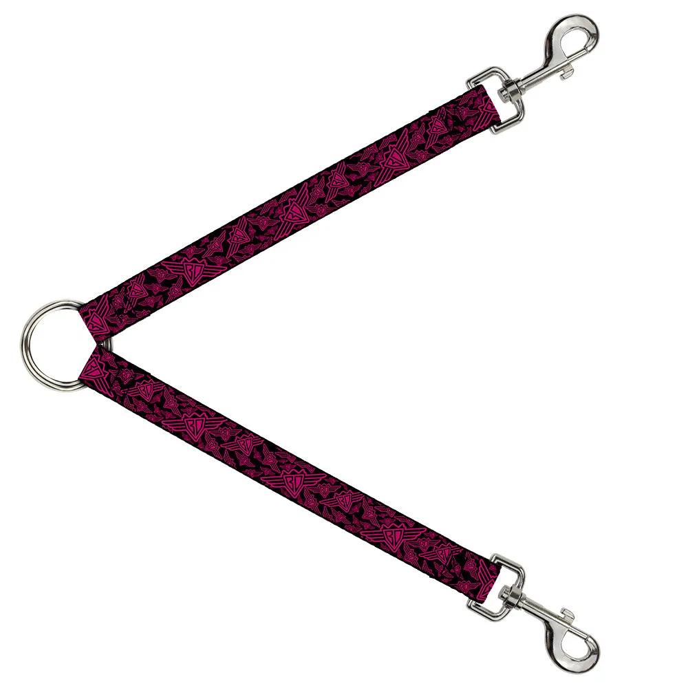 Dog Leash Splitter - BD Logo Scattered Black/Fuchsia