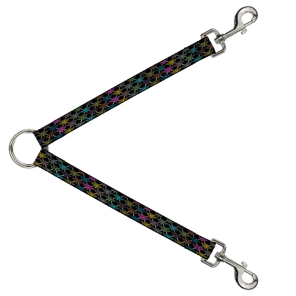 Dog Leash Splitter - BD Monogram Black/Multi Neon