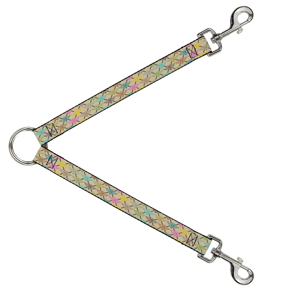 Dog Leash Splitter - BD Monogram Tan/Multi Neon