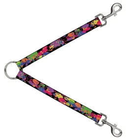 Dog Leash Splitter - BD Paint Splatter Black/Neon