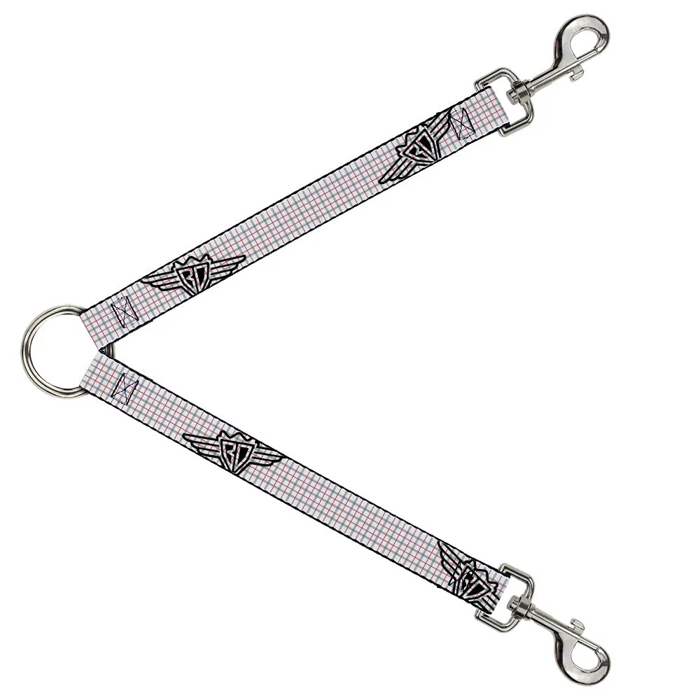 Dog Leash Splitter - BD Plaid White/Gray/Red