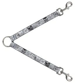 Dog Leash Splitter - BD Skull w/Roses
