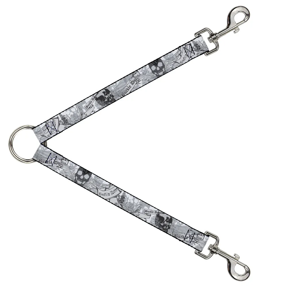 Dog Leash Splitter - BD Skull w/Roses