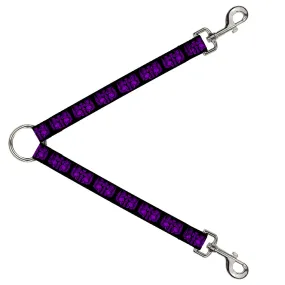 Dog Leash Splitter - BD Skulls w/Wings Black/Purple