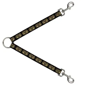 Dog Leash Splitter - BD Skulls w/Wings Black/Tan