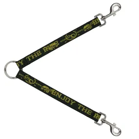 Dog Leash Splitter - BD Winged Skull ENJOY THE RIDE Olive/Lime Green