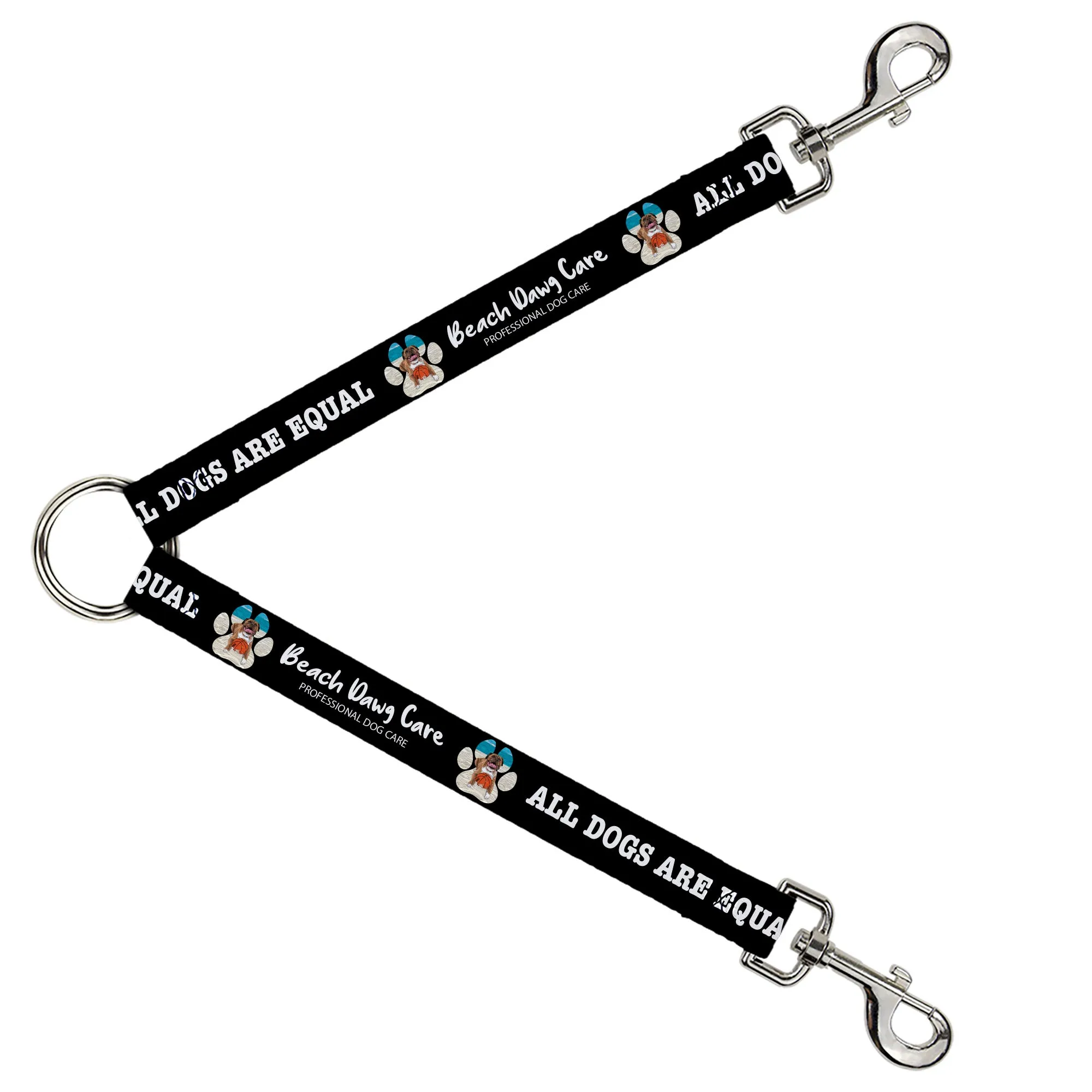 Dog Leash Splitter - BEACH DAWG CARE ALL DOGS ARE EQUAL Black/White