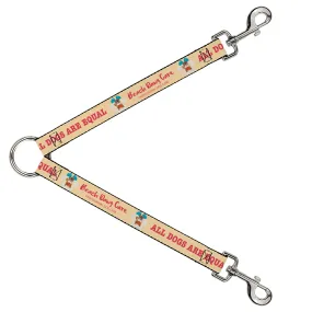 Dog Leash Splitter - BEACH DAWG CARE ALL DOGS ARE EQUAL Cream/Pink