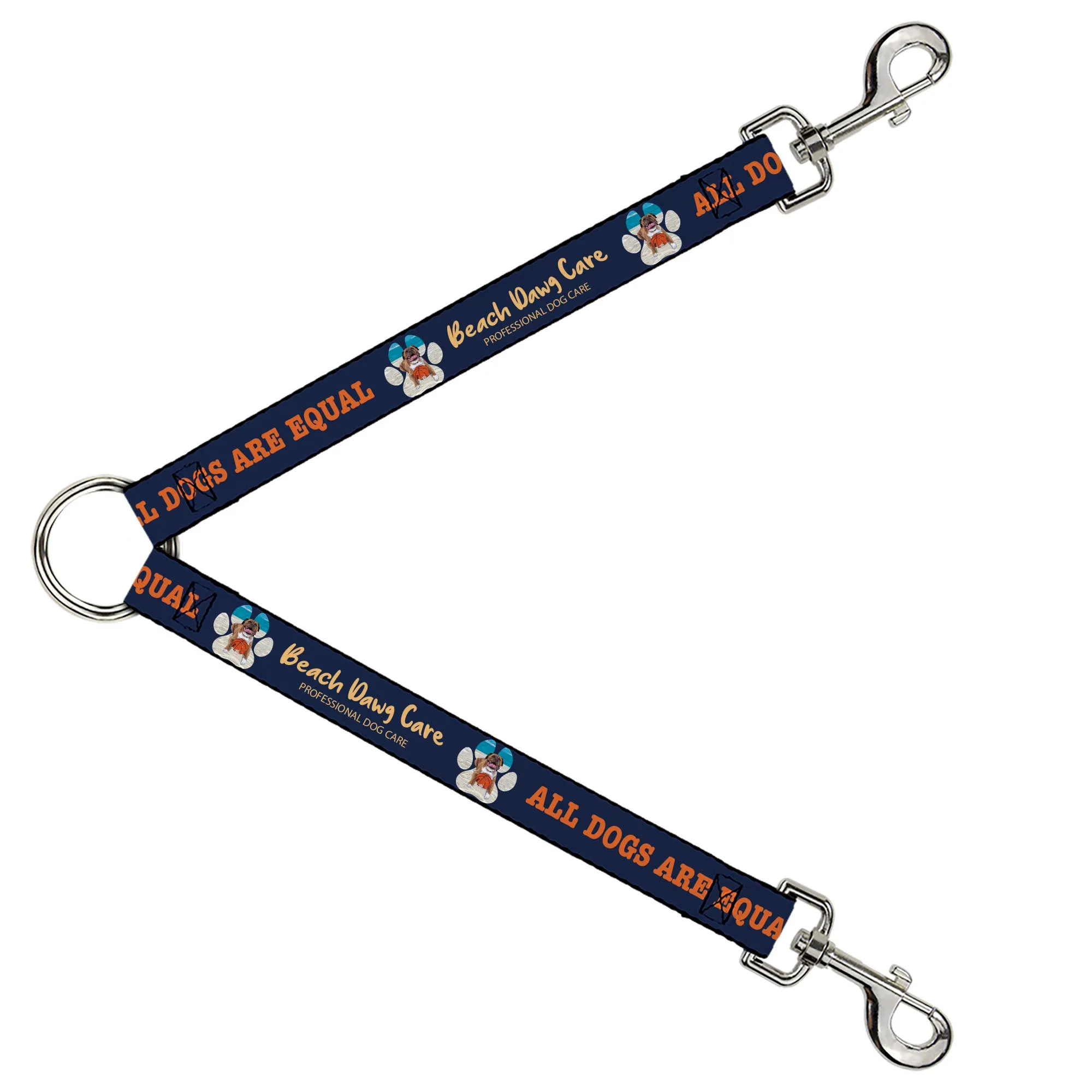 Dog Leash Splitter - BEACH DAWG CARE ALL DOGS ARE EQUAL Navy/Oange