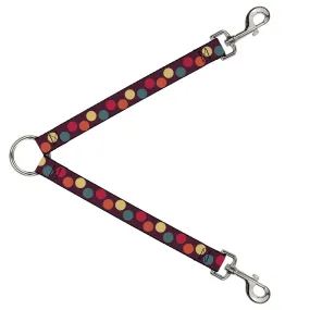 Dog Leash Splitter - Big Dots Purple/Multi Pastel