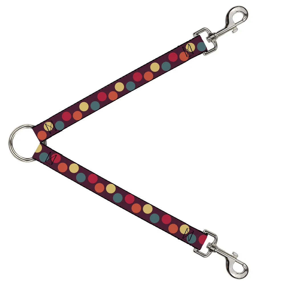 Dog Leash Splitter - Big Dots Purple/Multi Pastel