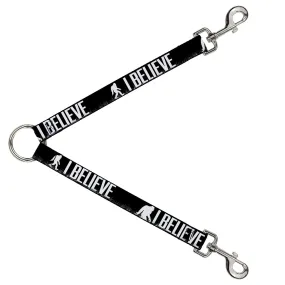Dog Leash Splitter - Bigfoot Silhouette I BELIEVE Black/Gray/White