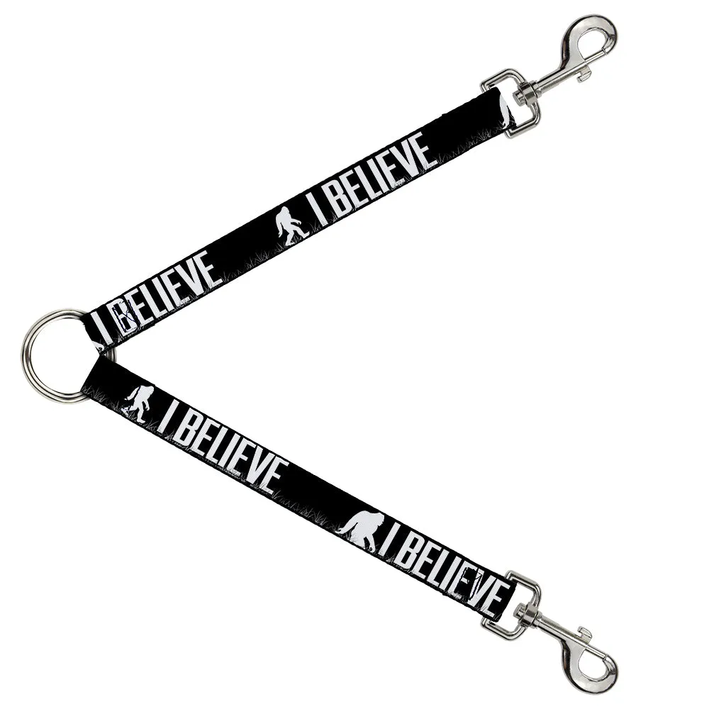 Dog Leash Splitter - Bigfoot Silhouette I BELIEVE Black/Gray/White