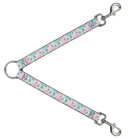 Dog Leash Splitter - Bird Tapestry White/Gray/Turquoise/Pink