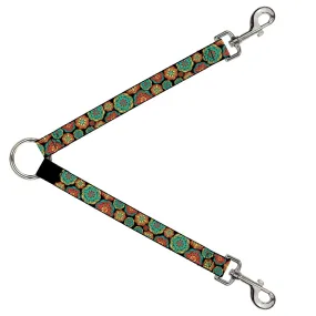 Dog Leash Splitter - Boho Mandala Black/Yellow/Turquoise/Orange