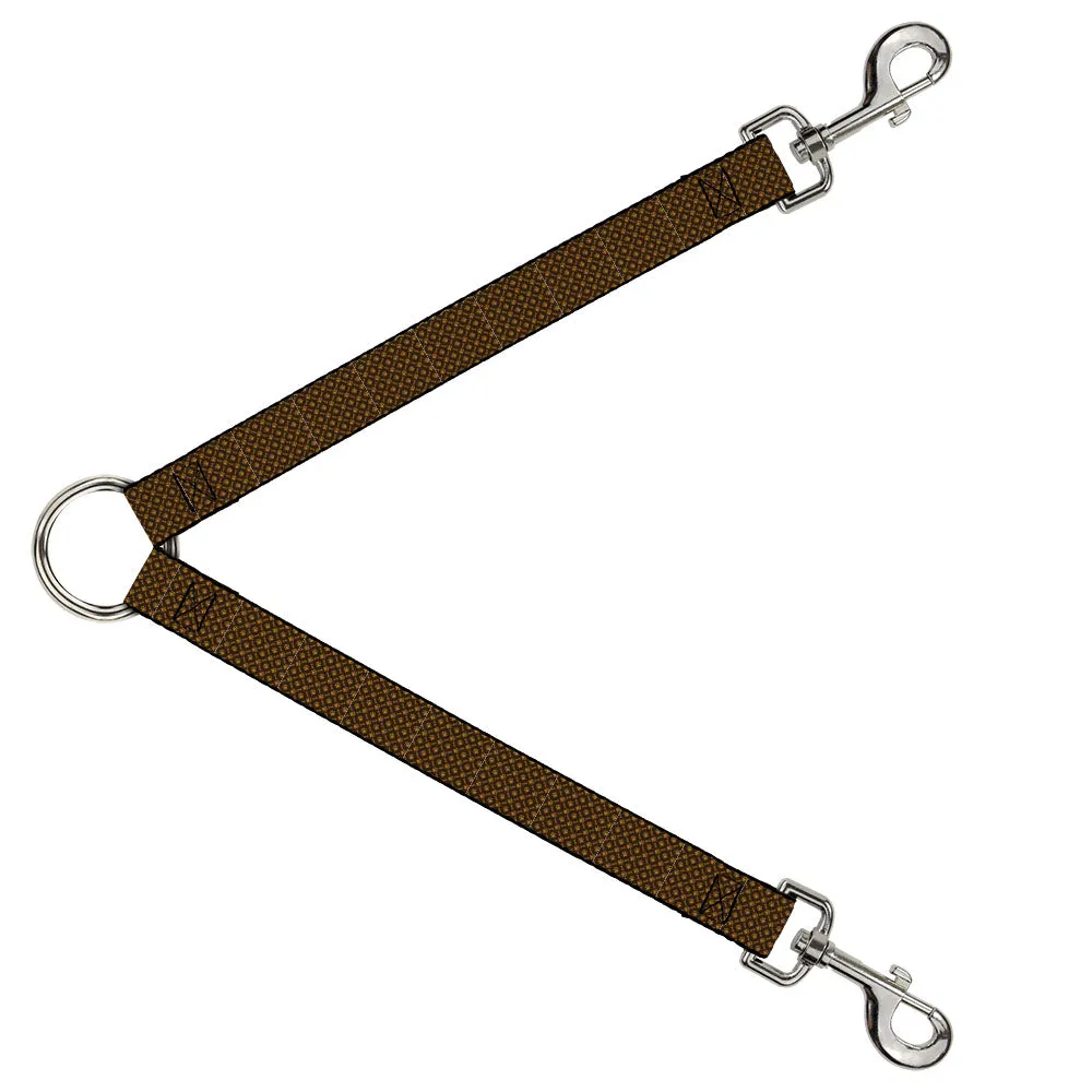 Dog Leash Splitter - Bone & Paw Monogram Brown/Orange