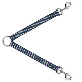 Dog Leash Splitter - Bones Blue/Tan/Red