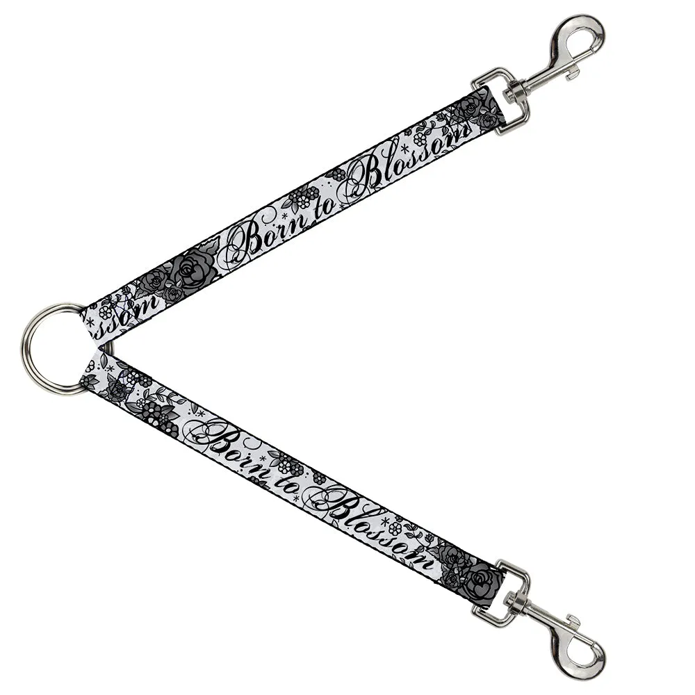 Dog Leash Splitter - Born to Blossom Black/White