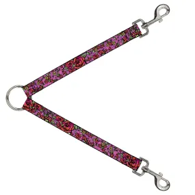 Dog Leash Splitter - Born to Blossom CLOSE-UP Pink