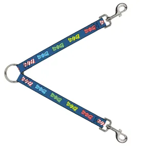 Dog Leash Splitter - Bowties Blue/Multi Color