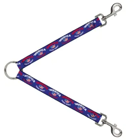 Dog Leash Splitter - 'MERICA FUCK YEAH!/USA Silhouette Blue/White/Red/US Flag