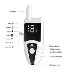 Dog Training Collar with remote Shock or No Shock color WHITE