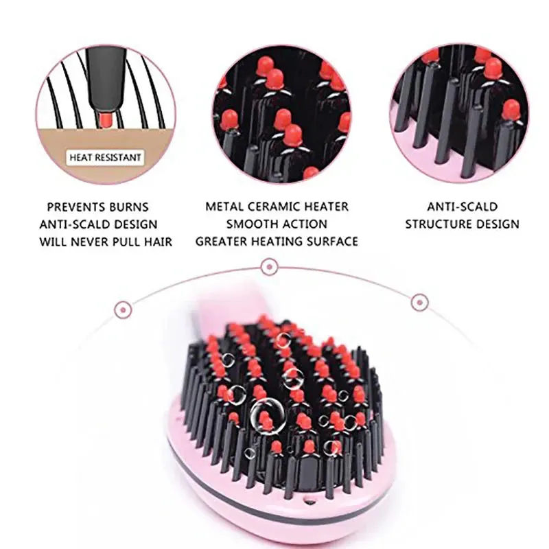 Fast Straightening Electric Hair Comb LCD Display Digital Heating