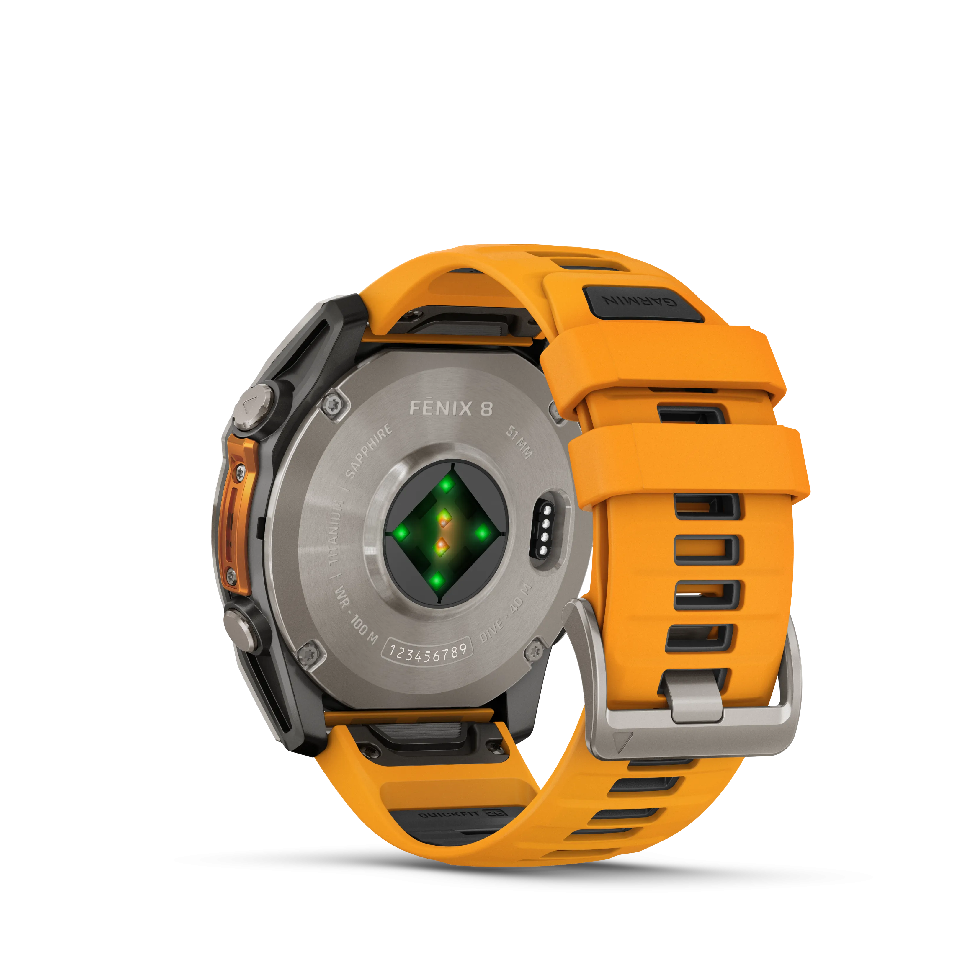 Fenix 8 GPS Smartwatch, 51mm - AMOLED Sapphire, Titanium with Spark Orange/Graphite Silicone Band - 010-02905-11