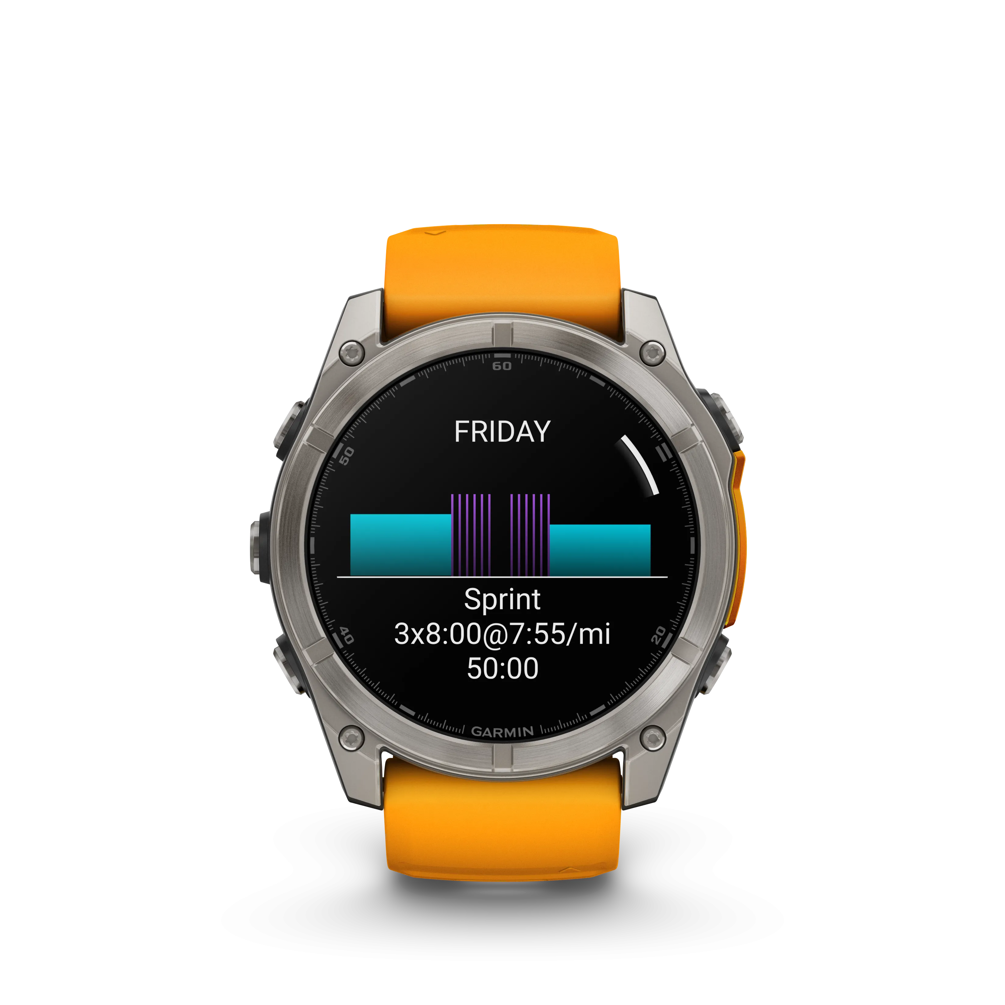 Fenix 8 GPS Smartwatch, 51mm - AMOLED Sapphire, Titanium with Spark Orange/Graphite Silicone Band - 010-02905-11