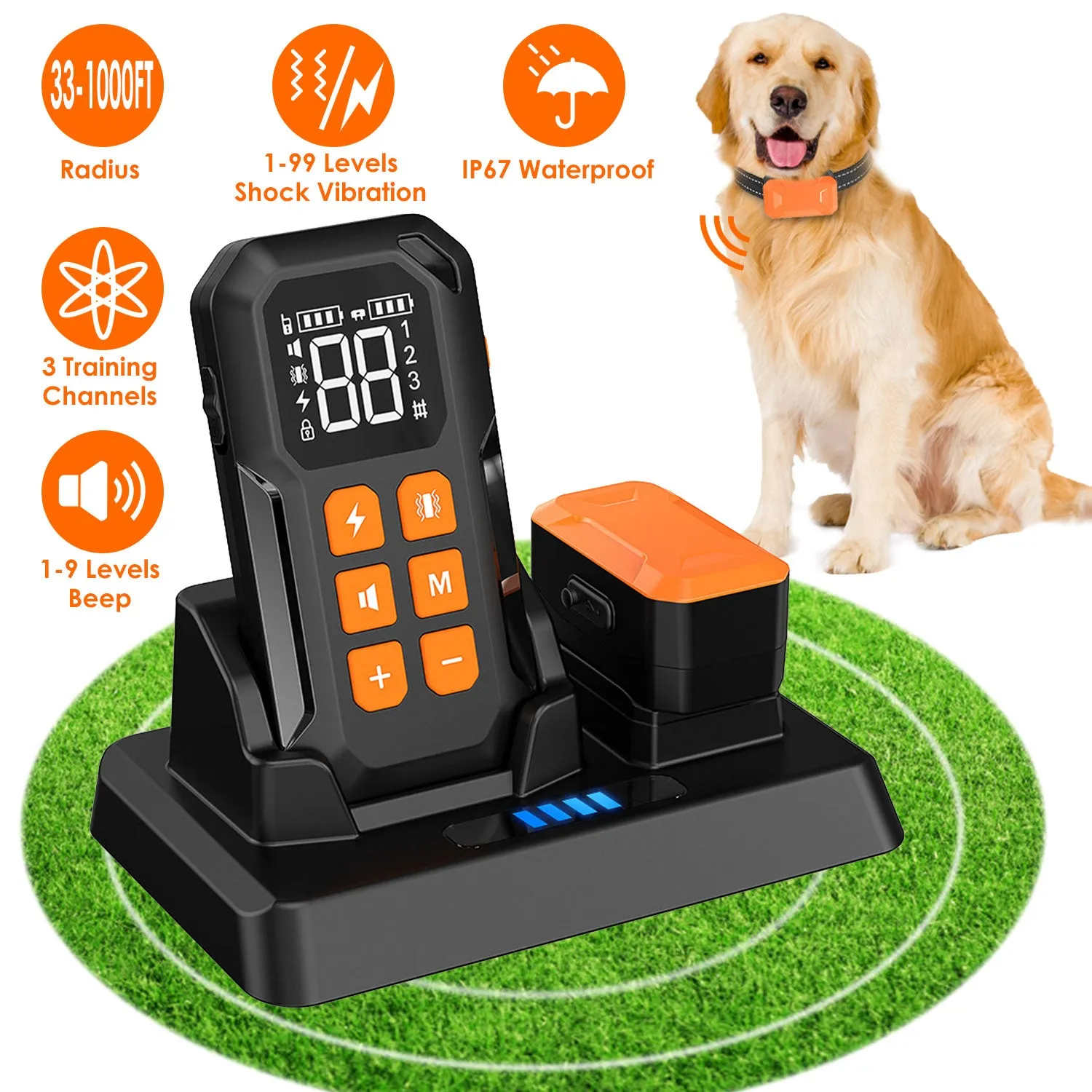 Fresh Fab Finds 2 In 1 Wireless Electric Dog Fence With Training Collar IP67 Waterproof Pet Beep Vibration Shock Boundary Containment System for Small Medium Large Do