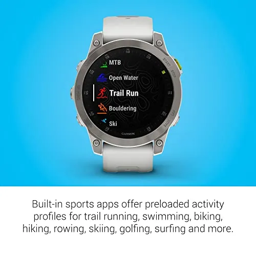 Garmin epix Gen 2, Premium active smartwatch, Health and wellness features, touchscreen AMOLED display, adventure watch with advanced features, white titanium