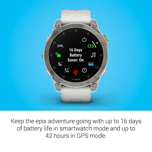Garmin epix Gen 2, Premium active smartwatch, Health and wellness features, touchscreen AMOLED display, adventure watch with advanced features, white titanium