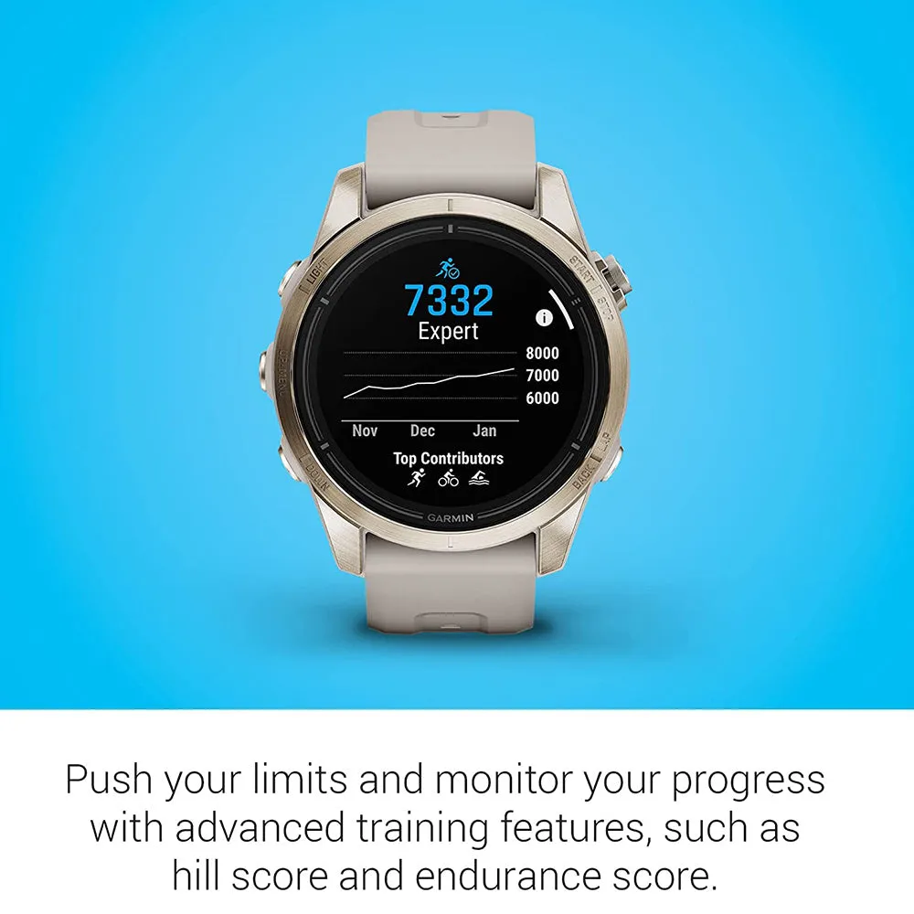 Garmin epix Pro (Gen 2) Sapphire Edition 42mm Light Sand Advanced Training Technology, Built-in Flashlight High Performance Smartwatch - 010-02802-10