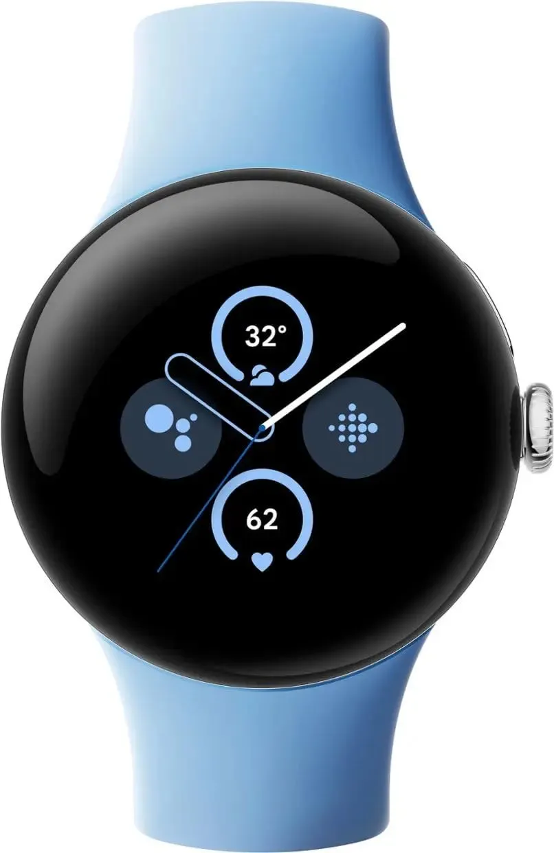 Google Pixel Watch 2 Android Smartwatch With Activity And Heart Rate Tracking - Polished Silver Stainless Steel Case With Bay Active Band