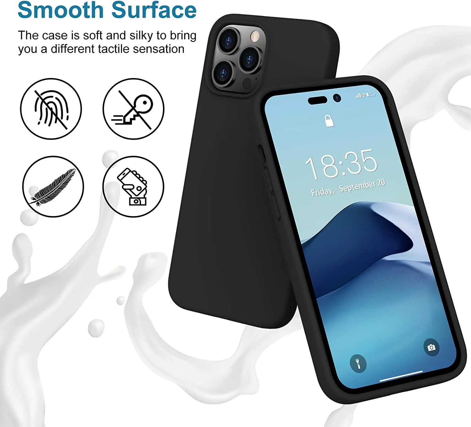 iPhone 14 Pro Max Case,Magnetic Liquid Silicone Gel Rubber Bumper Cover - Black