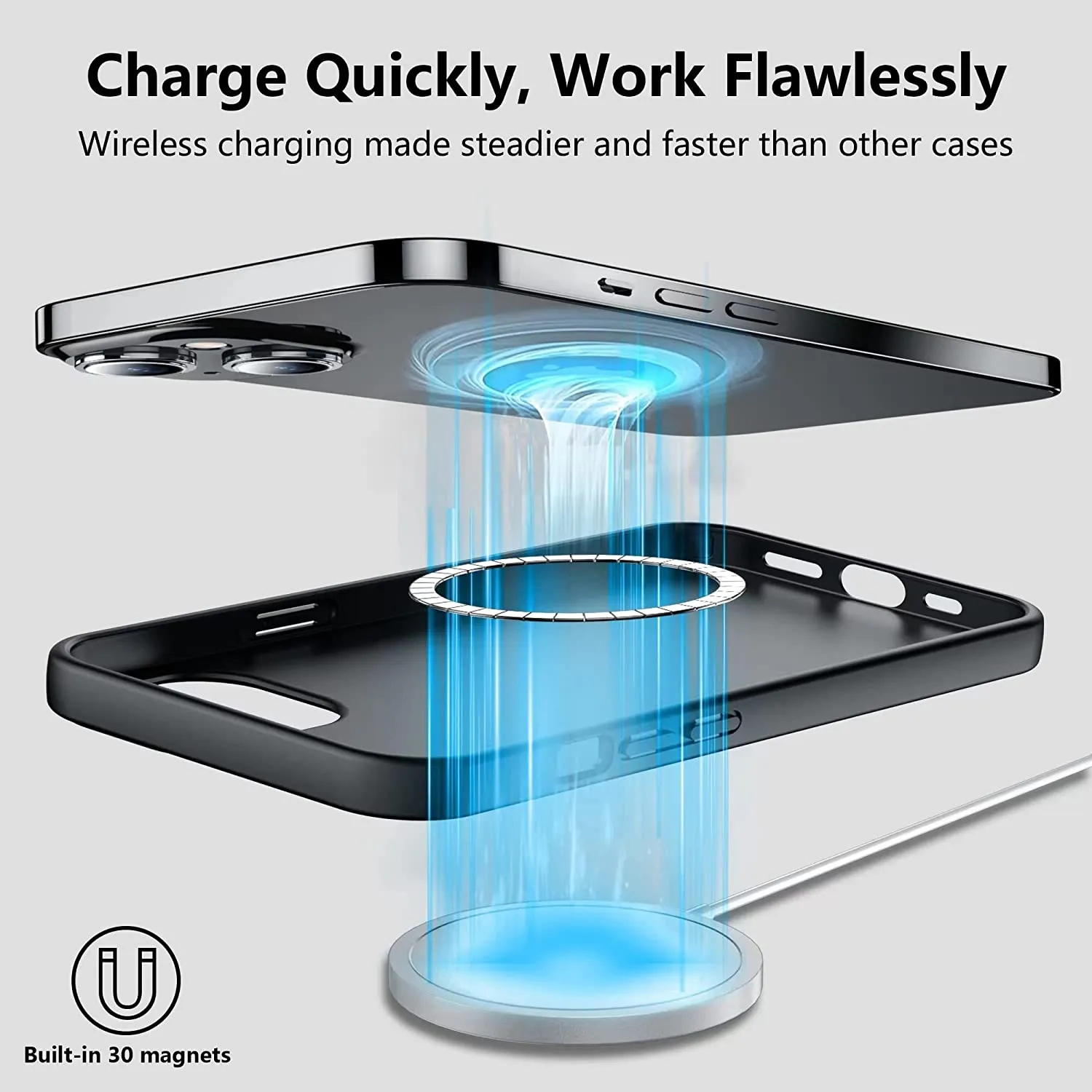 iPhone 14 Pro Max Case,Magnetic Liquid Silicone Gel Rubber Bumper Cover - Black