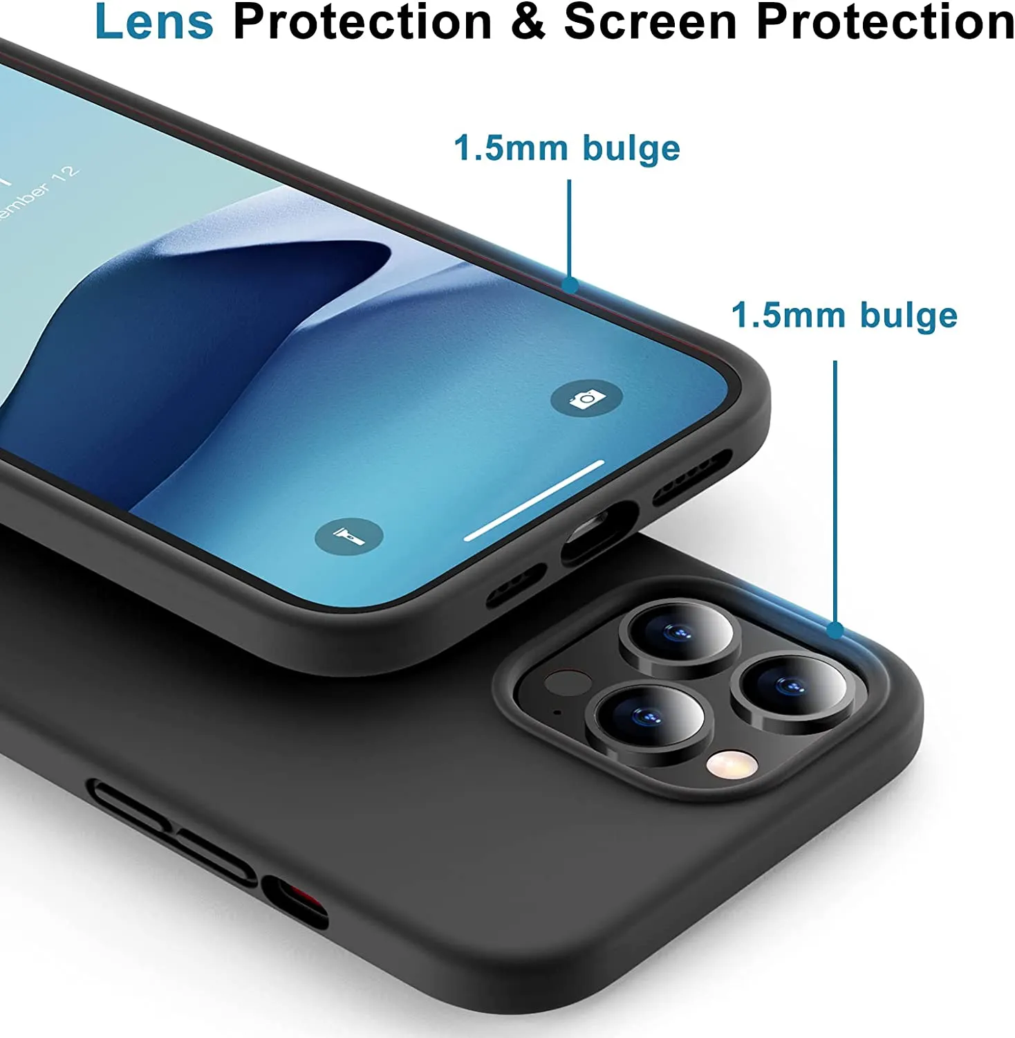 iPhone 14 Pro Max Case,Magnetic Liquid Silicone Gel Rubber Bumper Cover - Black