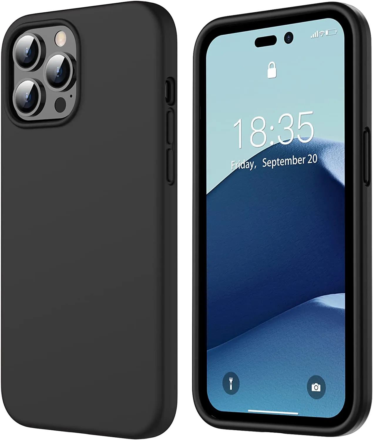 iPhone 14 Pro Max Case,Magnetic Liquid Silicone Gel Rubber Bumper Cover - Black