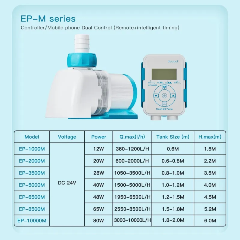 JEBAO EP Series Water Pump - Controller/Mobile phone Dual Control (Remote   Intelligent Timing) - (EP3500M/EP5000M/EP6500M/EP8500M/EP10000M)
