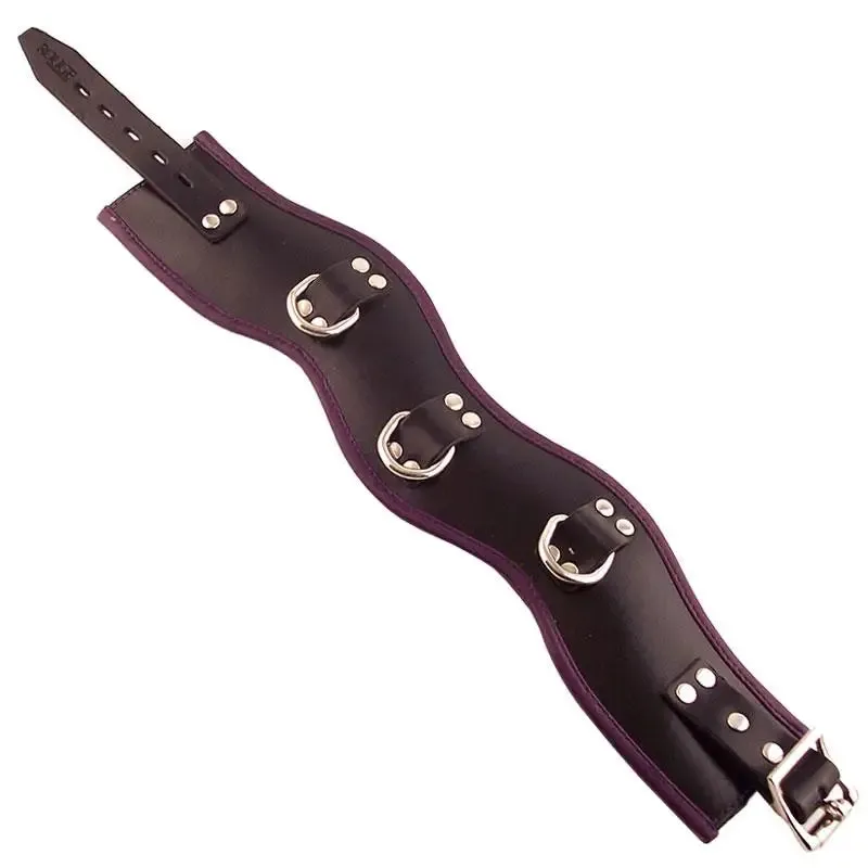 Leather Black and Purple Padded Posture Collar with Buckles