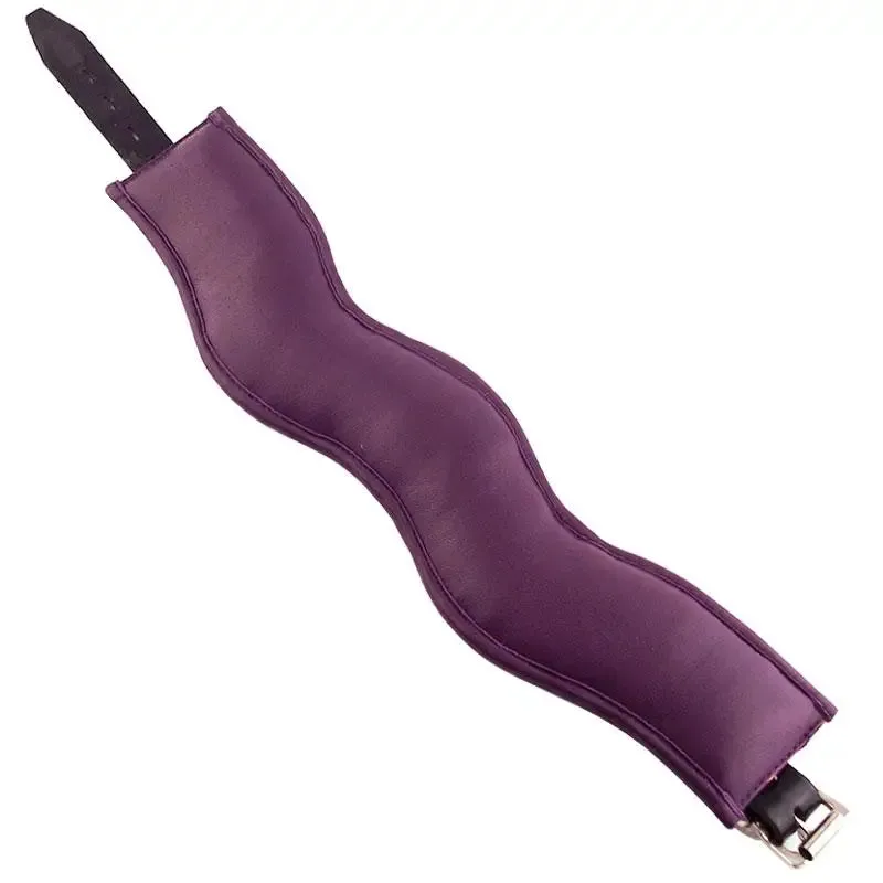 Leather Black and Purple Padded Posture Collar with Buckles