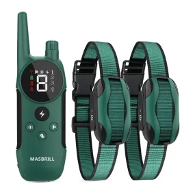 MASBRILL Dog Shock Collar 2 Remotes, Waterproof Rechargeable Electric Dog Training Collar with Remote, 2000Ft 3 Modes Beep Vibration Safe Shock