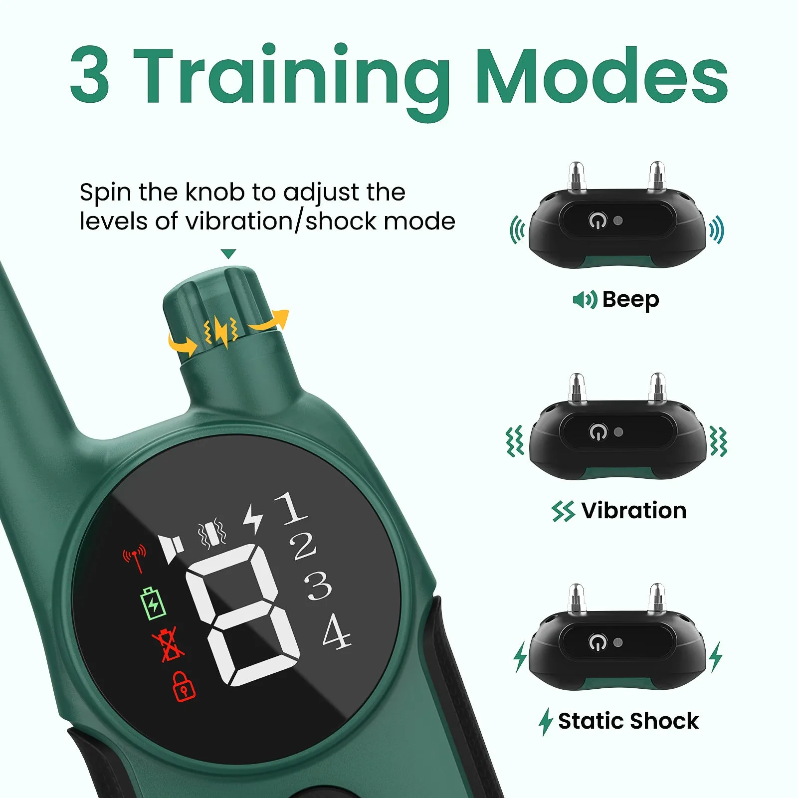 MASBRILL Dog Shock Collar 2 Remotes, Waterproof Rechargeable Electric Dog Training Collar with Remote, 2000Ft 3 Modes Beep Vibration Safe Shock
