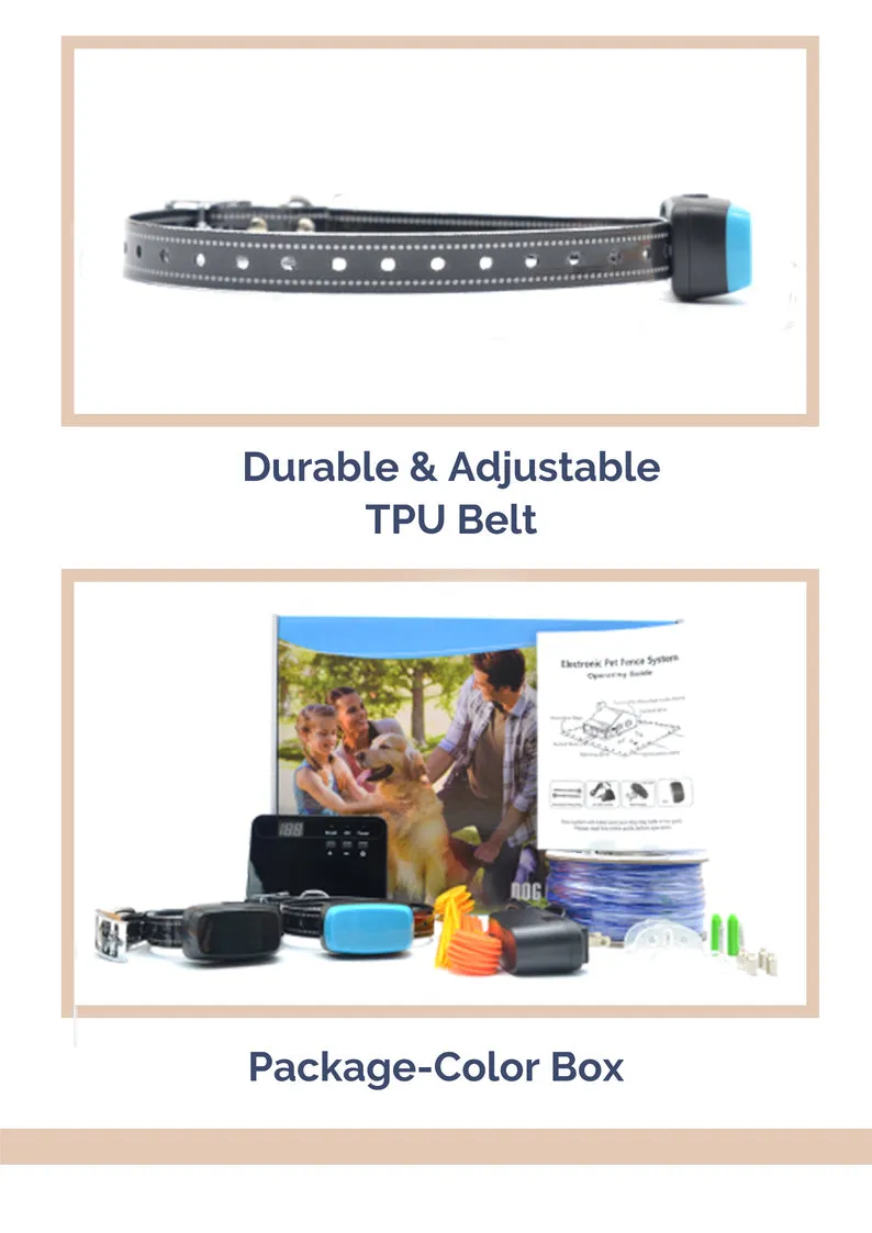MASBRILL Electric Dog Fence, Underground Electric Dog Fence Rechargeable Dog Fence Collar 650 ft Wire with 2 Collars